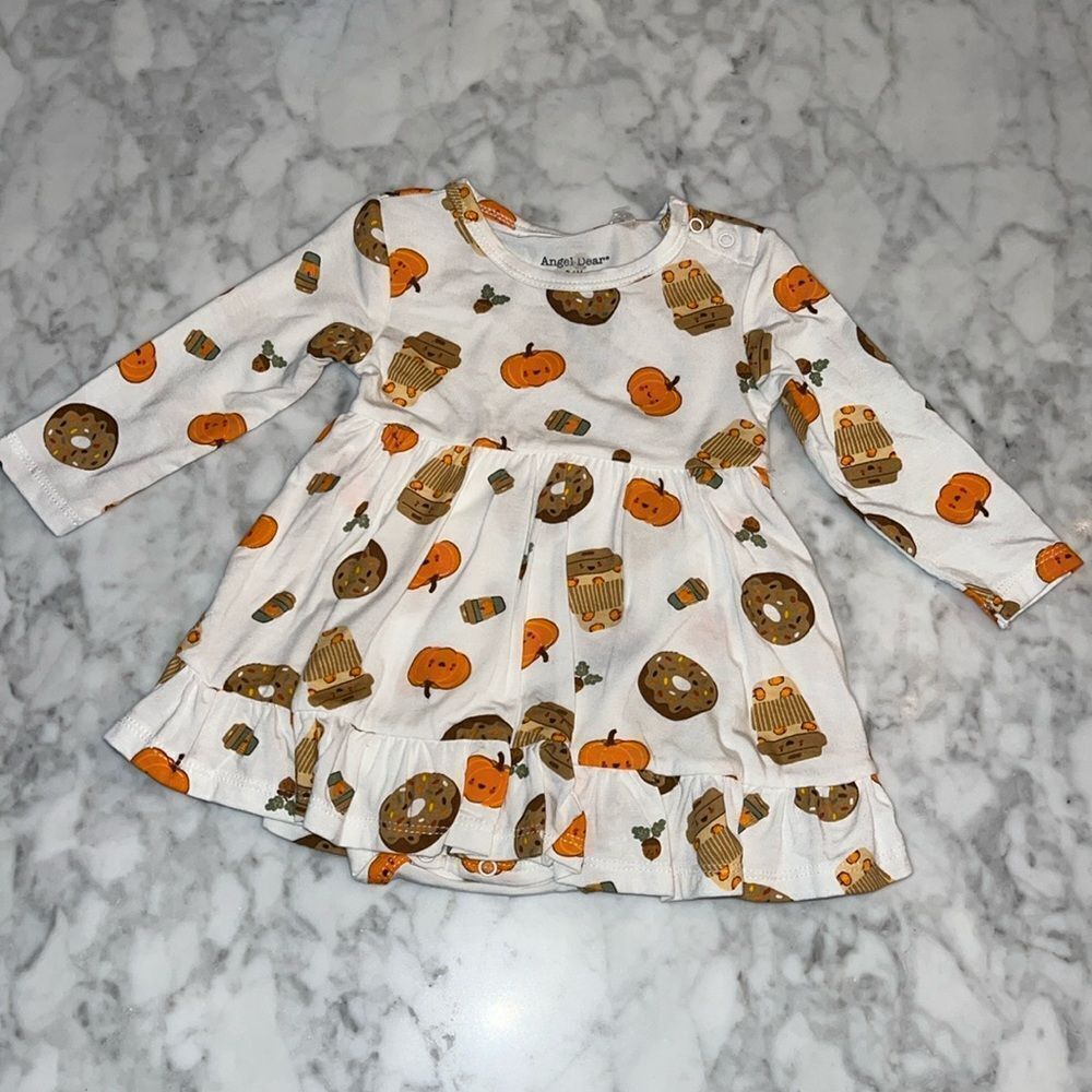 NWT ANGEL DEAR PUMPKIN FALL DRESS 3/6M